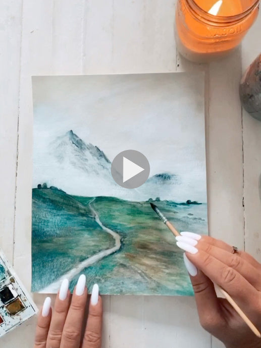 Watercolor Process - Glacier Mountain Peak