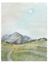 Load image into Gallery viewer, Daytime Mountain And Moon - Watercolor Landscape