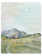 Load image into Gallery viewer, Daytime Mountain And Moon -  Watercolor Landscape
