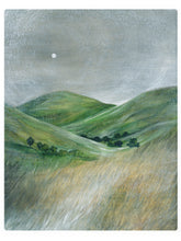 Load image into Gallery viewer, Green Rolling Hills &amp; Golden Pastures -  Watercolor Landscape
