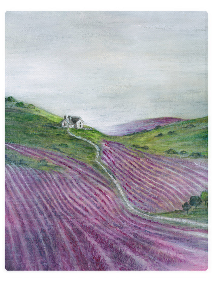 Rolling Hills Of Lavender - Watercolor Landscape