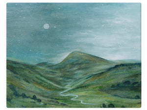 A River Runs Through The Valley At Midnight - Watercolor Landscape